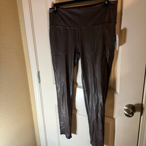 High Rise Faux Leather Leggings – Brown – XXL (20) – NWT